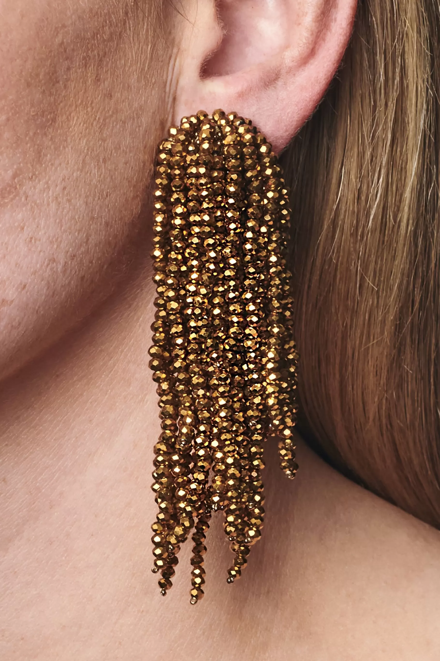Earrings-Sachin & Babi Earrings Fountain Earrings-Metallic Faceted Beads