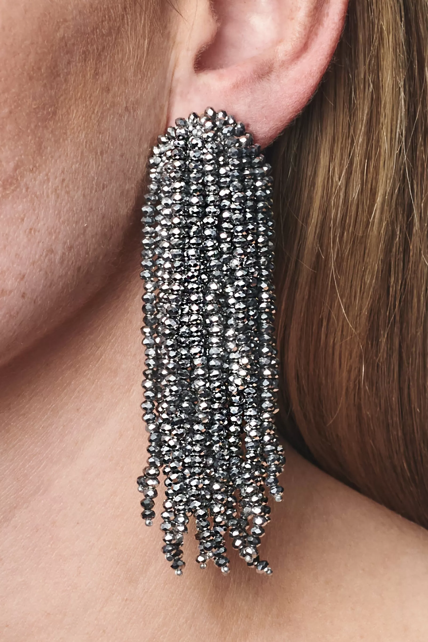Earrings-Sachin & Babi Earrings Fountain Earrings-Metallic Faceted Beads