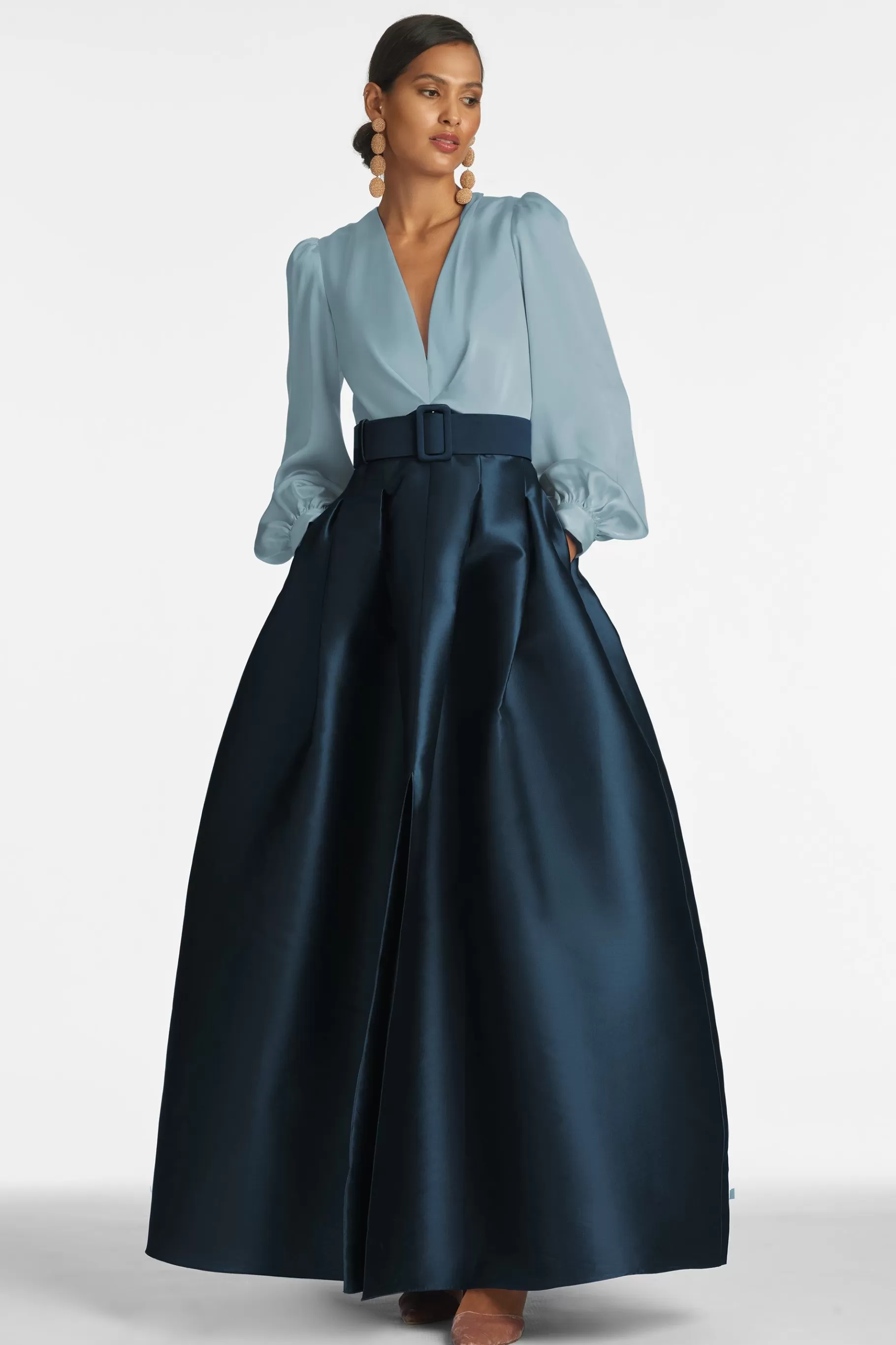 Gowns-Sachin & Babi Gowns Zoe Gown-Slate/Navy